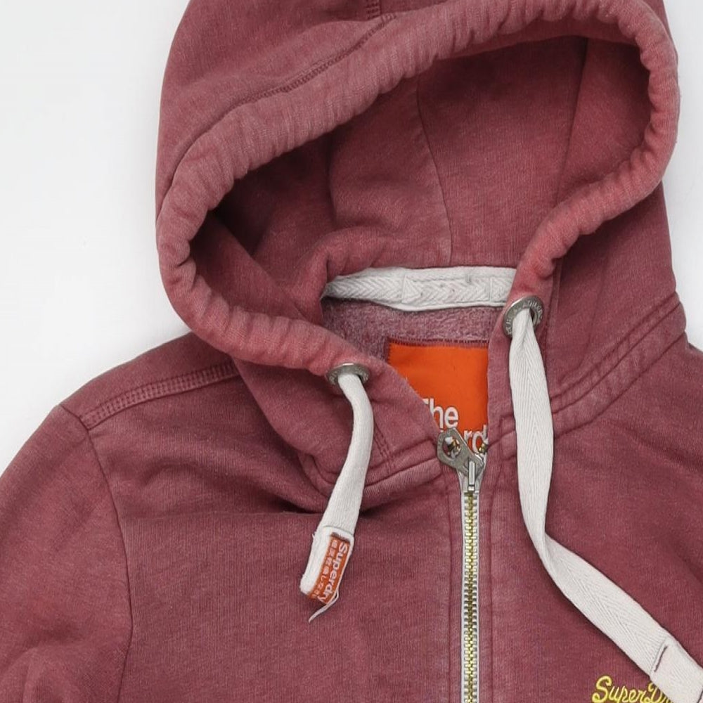 Superdry Mens Red Cotton Full Zip Hoodie Size M