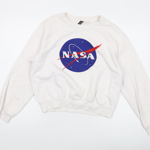 Nasa Womens Ivory Cotton Pullover Sweatshirt Size M Pullover - Logo