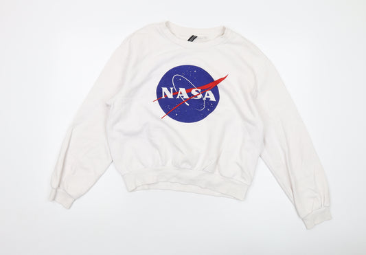 Nasa Womens Ivory Cotton Pullover Sweatshirt Size M Pullover - Logo