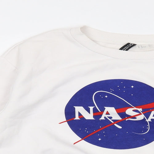 Nasa Womens Ivory Cotton Pullover Sweatshirt Size M Pullover - Logo