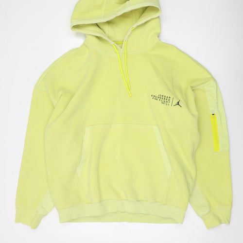 Jordan Mens Yellow Cotton Pullover Hoodie Size 2XL
