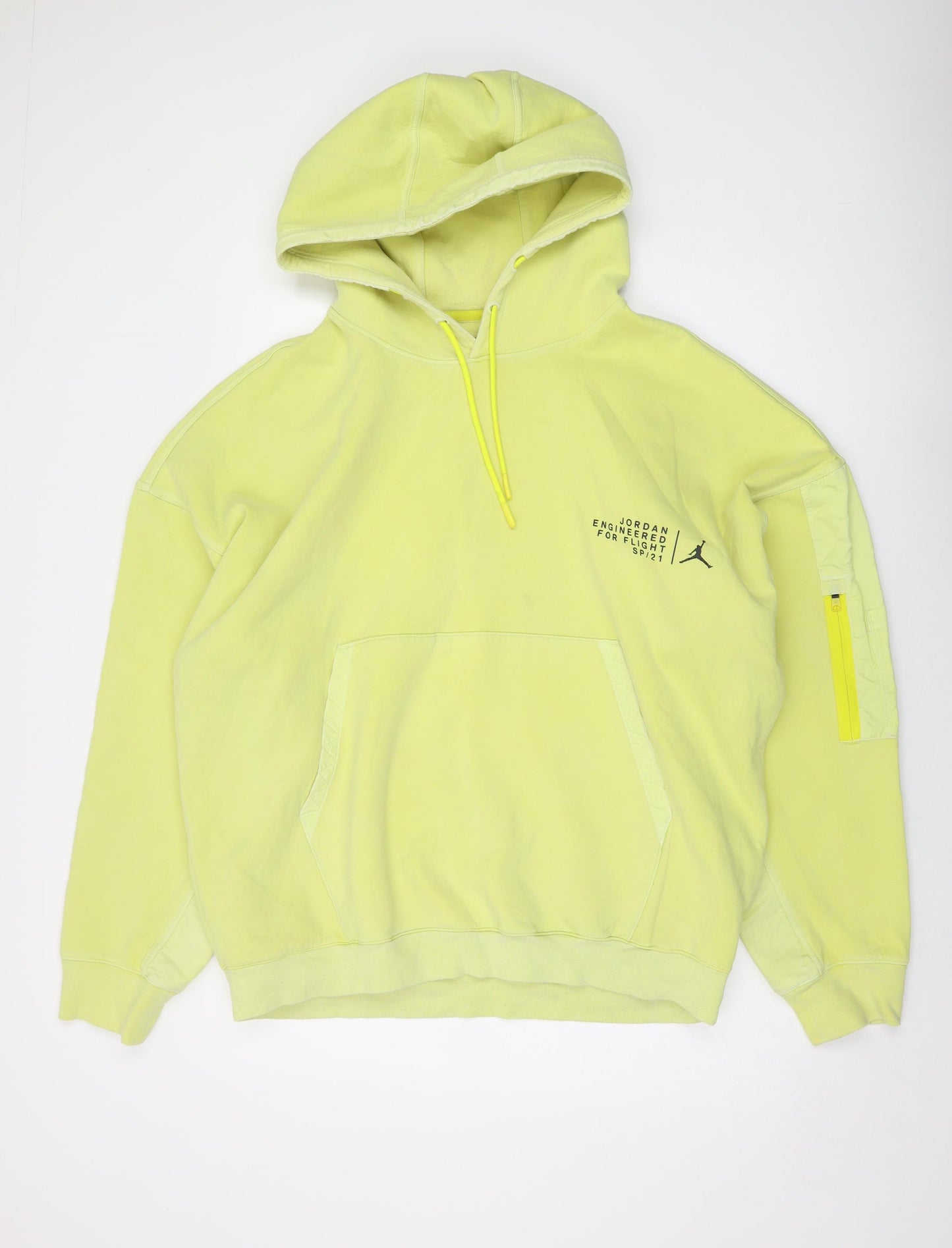 Jordan Mens Yellow Cotton Pullover Hoodie Size 2XL