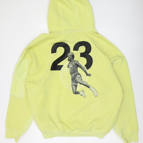 Jordan Mens Yellow Cotton Pullover Hoodie Size 2XL