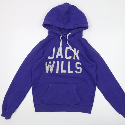 Jack Wills Womens Purple Cotton Pullover Hoodie Size 12 Pullover - Logo