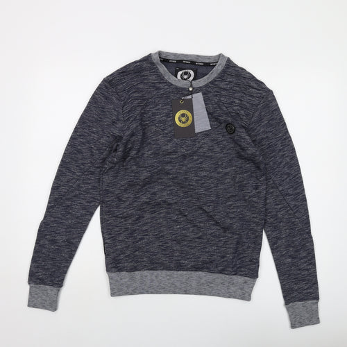 Intense Mens Blue Cotton Pullover Sweatshirt Size S