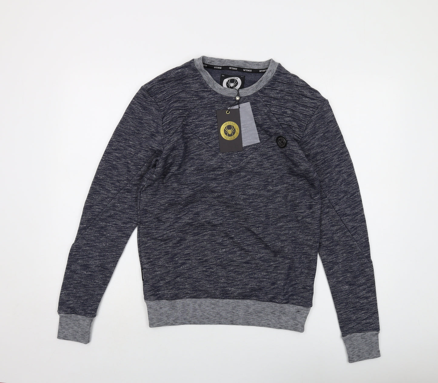 Intense Mens Blue Cotton Pullover Sweatshirt Size S