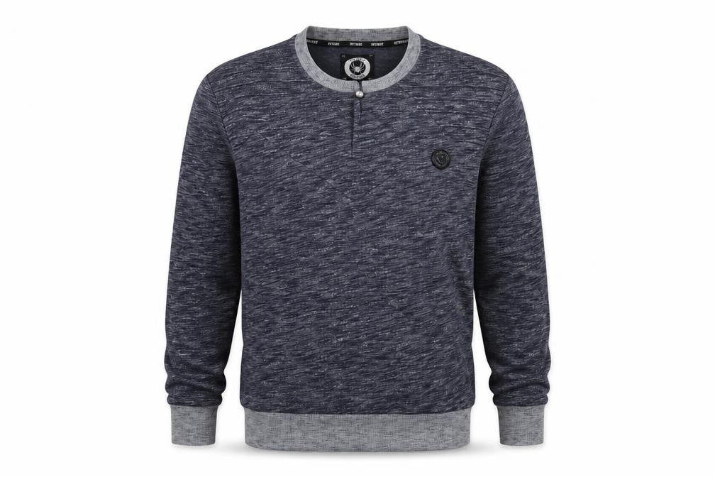 Front view of Intense men’s blue cotton pullover sweatshirt, size S