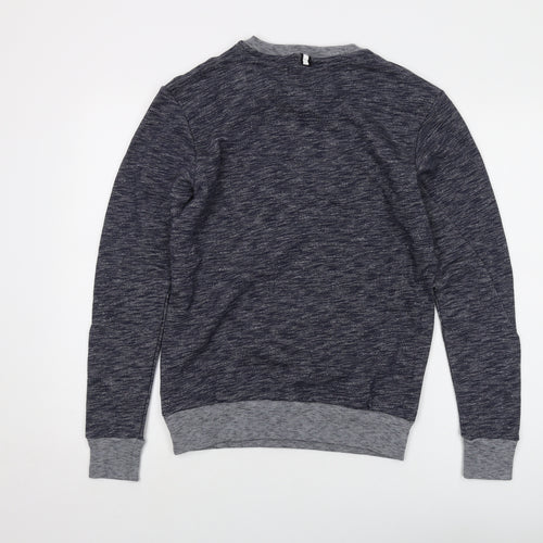 Intense Mens Blue Cotton Pullover Sweatshirt Size S