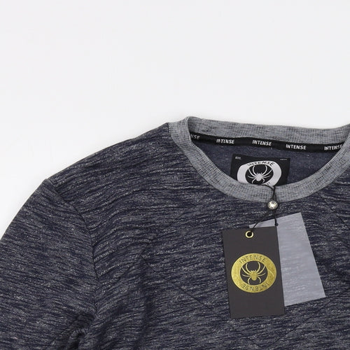 Intense Mens Blue Cotton Pullover Sweatshirt Size S