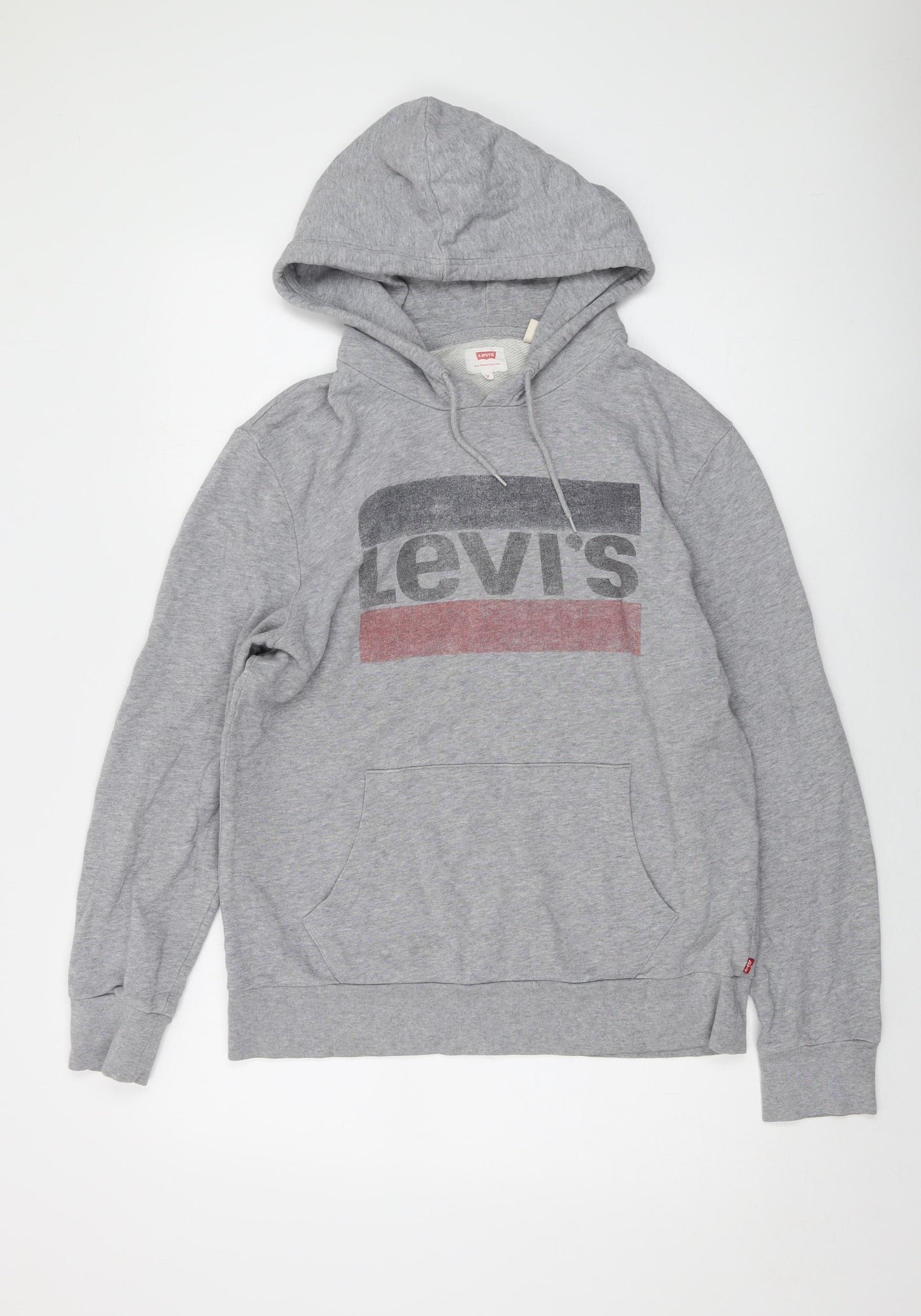 Levi's Mens Grey Cotton Pullover Hoodie Size M - Logo