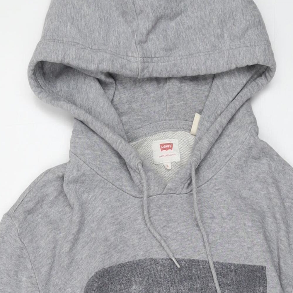 Levi's Mens Grey Cotton Pullover Hoodie Size M - Logo