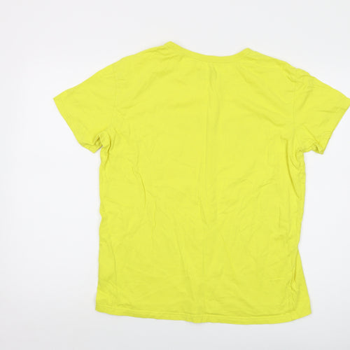 Baywatch Mens Yellow Cotton T-Shirt Size L Crew Neck - Logo