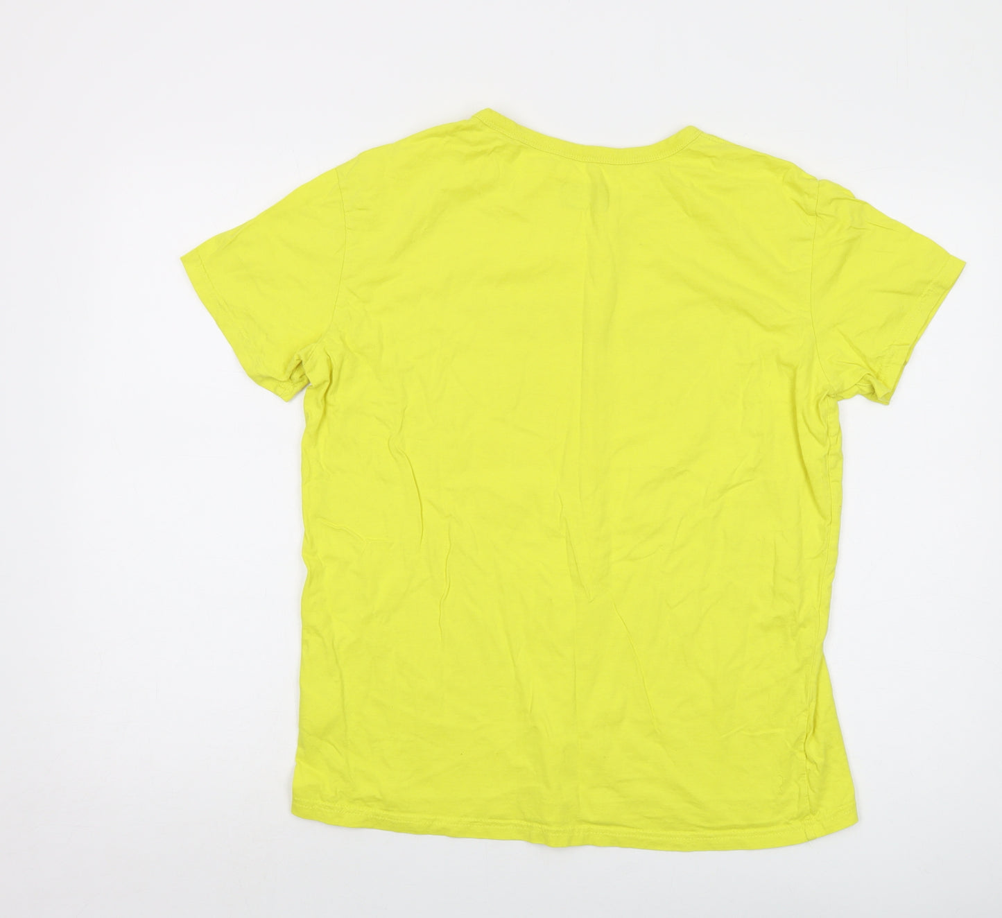 Baywatch Mens Yellow Cotton T-Shirt Size L Crew Neck - Logo