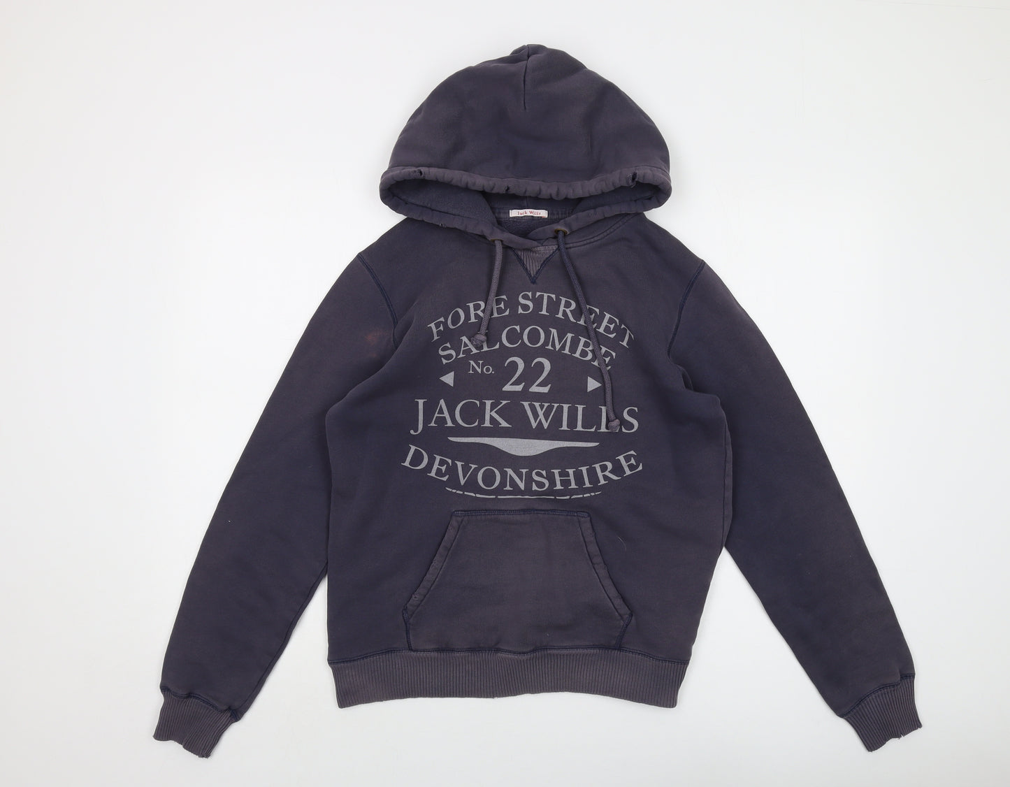 Jack Wills Boys Blue Cotton Pullover Hoodie Size 12 Years Pullover - Logo
