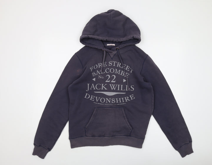 Jack Wills Boys Blue Cotton Pullover Hoodie Size 12 Years Pullover - Logo