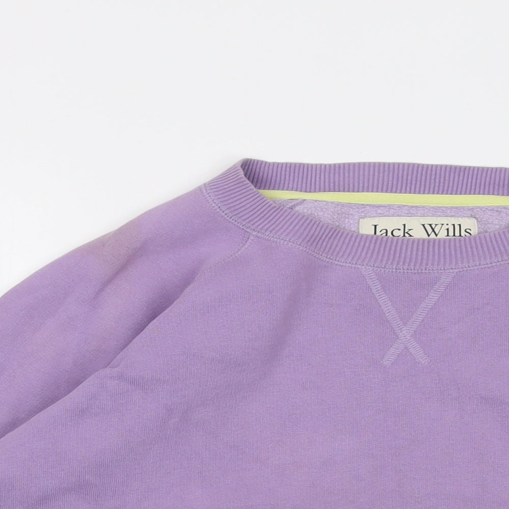 Jack Wills Womens Purple Cotton Pullover Sweatshirt Size 10 Pullover