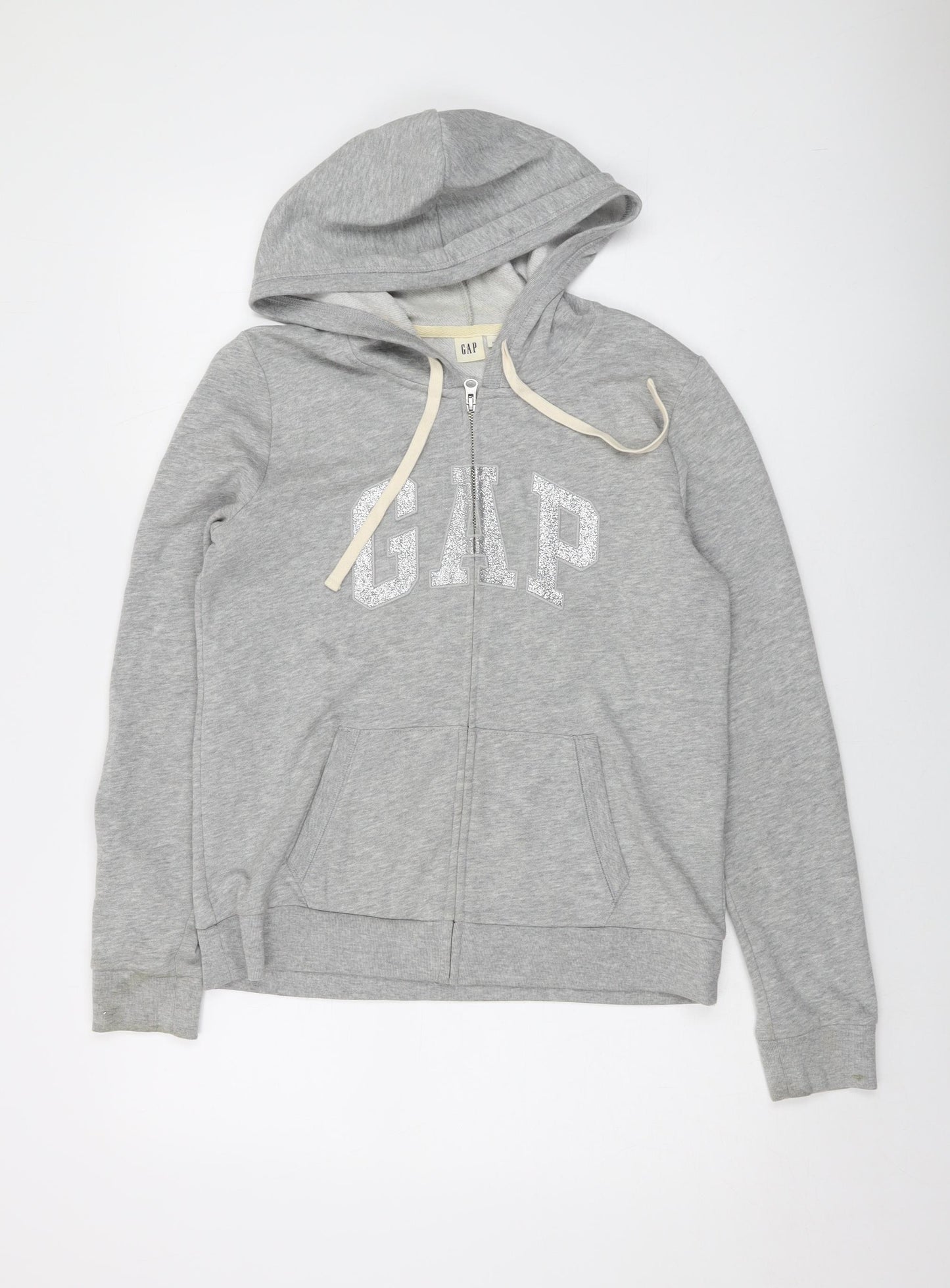 Gap Womens Grey Cotton Full Zip Hoodie Size S Zip - Logo