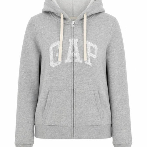 Gap Womens Grey Cotton Full Zip Hoodie Size S Zip - Logo