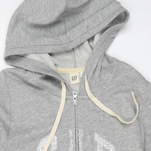 Gap Womens Grey Cotton Full Zip Hoodie Size S Zip - Logo