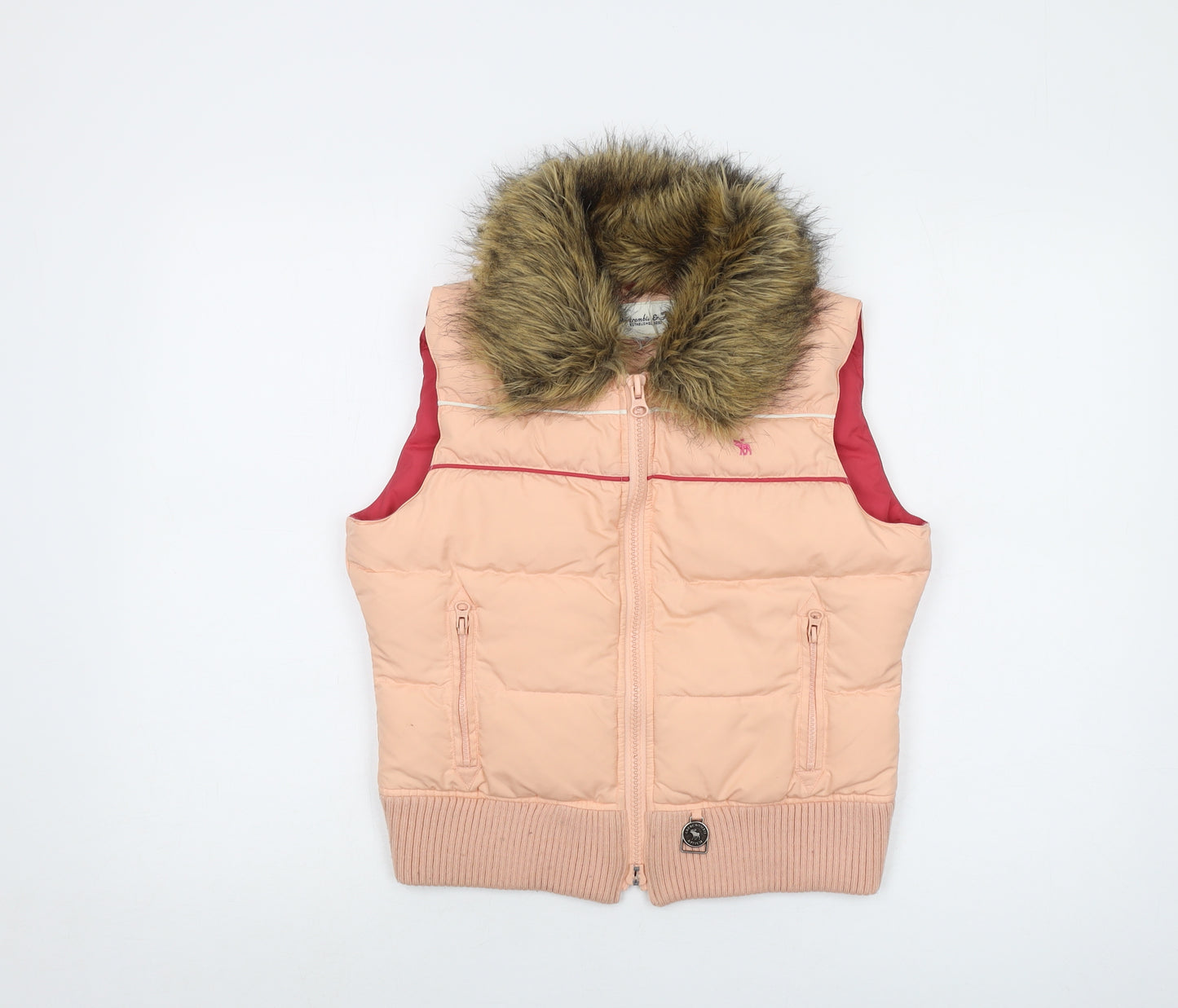 Abercrombie & Fitch Womens Pink Gilet Waistcoat Size S Zip