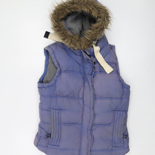 Superdry Womens Purple Gilet Waistcoat Size S Zip