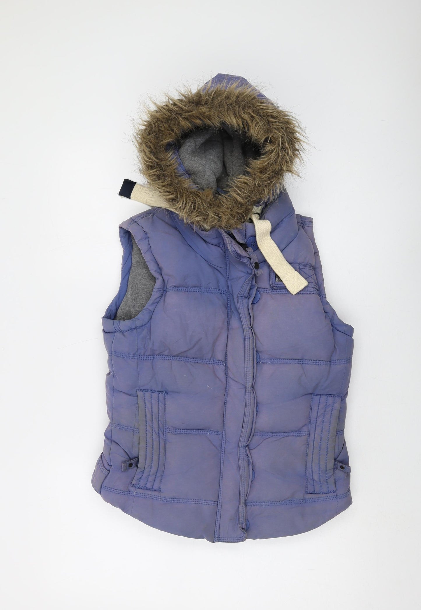 Superdry Womens Purple Gilet Waistcoat Size S Zip