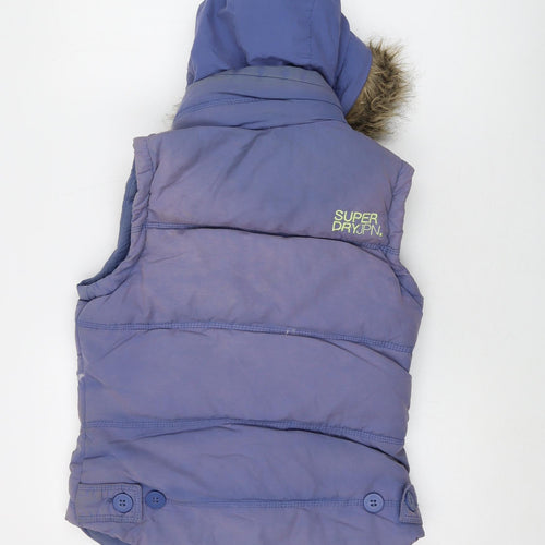 Superdry Womens Purple Gilet Waistcoat Size S Zip