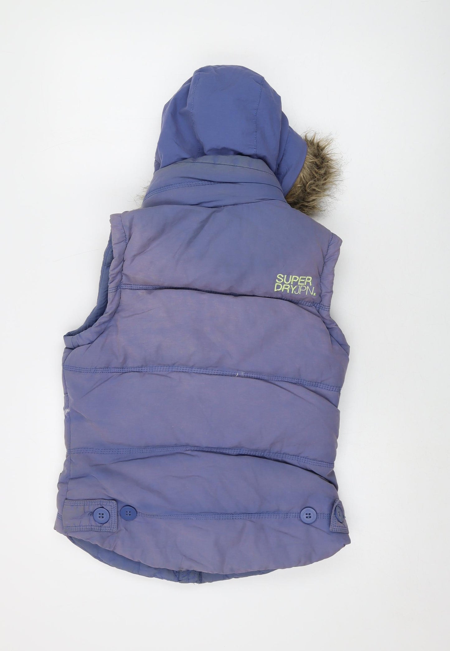 Superdry Womens Purple Gilet Waistcoat Size S Zip