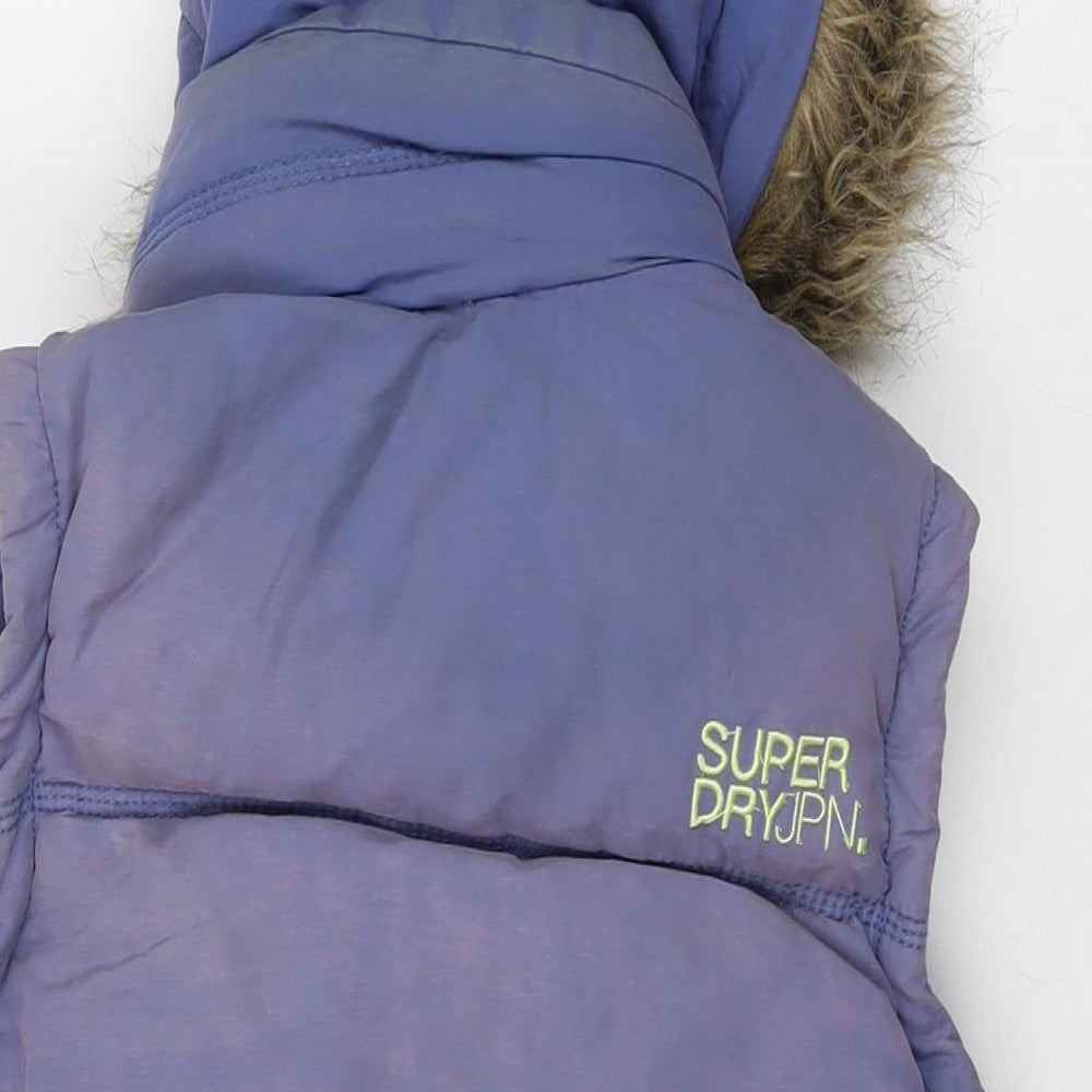 Superdry Womens Purple Gilet Waistcoat Size S Zip