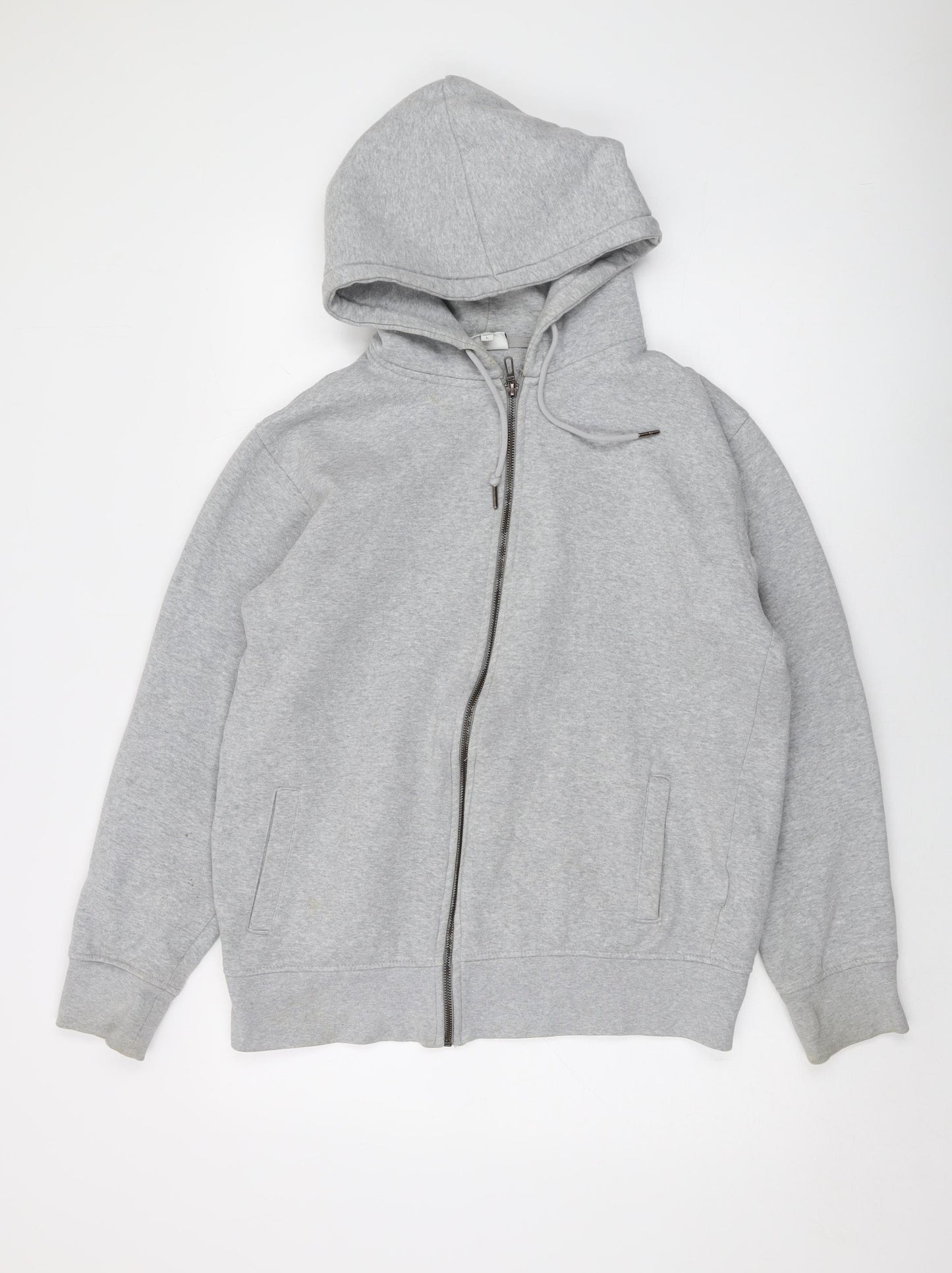 Celio Mens Grey Cotton Full Zip Hoodie Size L