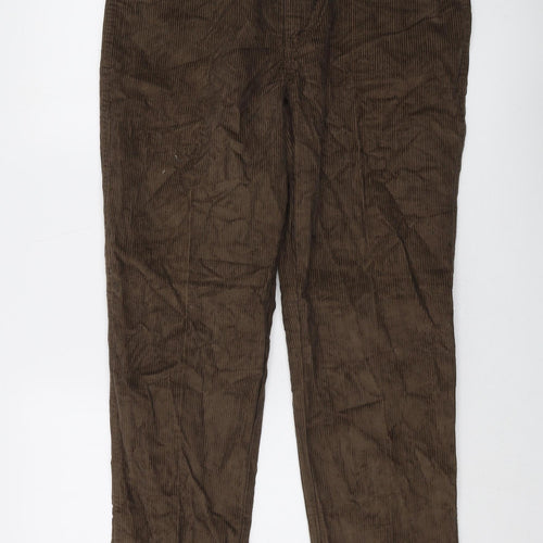 St Bernard Mens Brown Cotton Trousers Size 34 in L30 in Regular Button