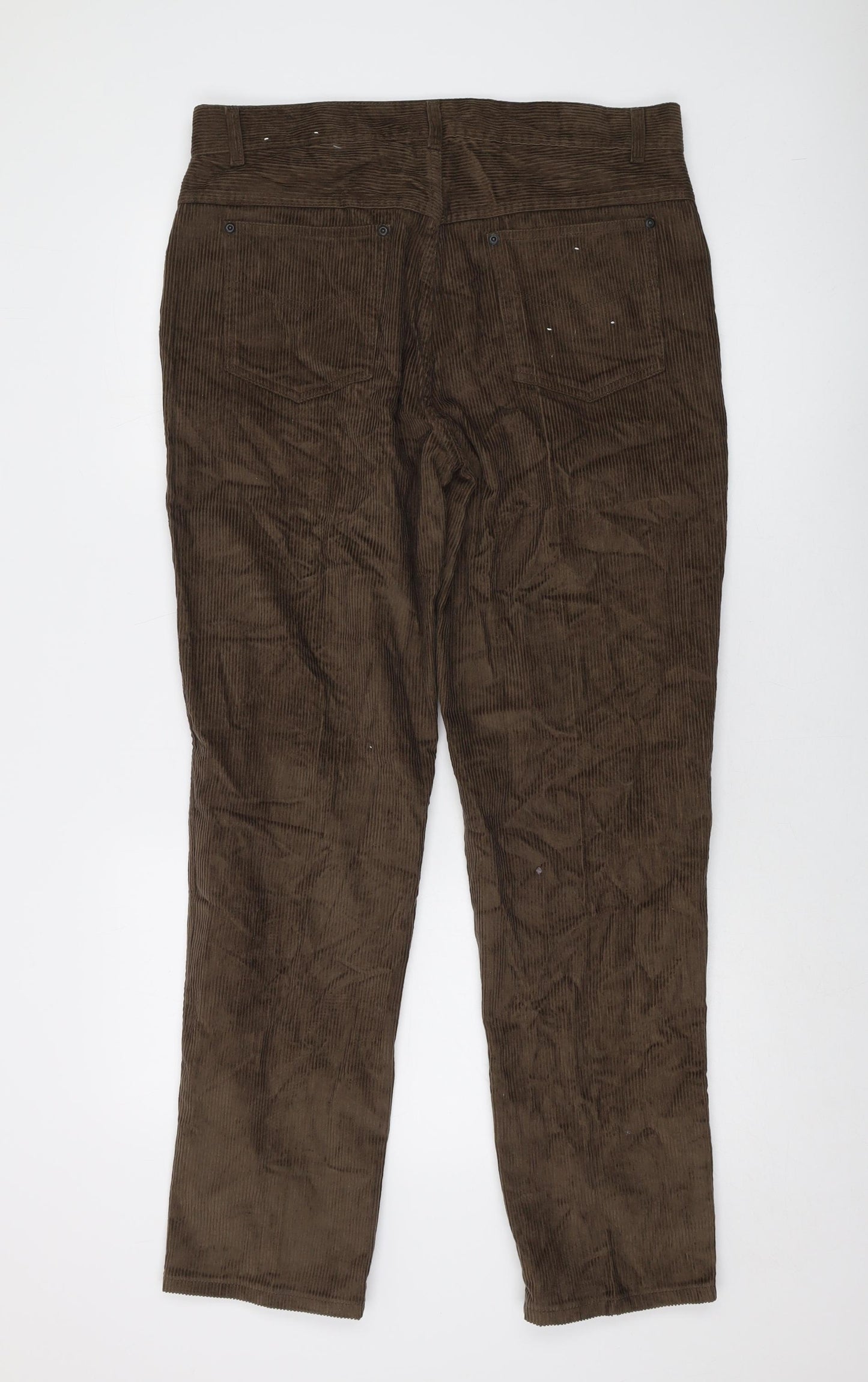 St Bernard Mens Brown Cotton Trousers Size 34 in L30 in Regular Button