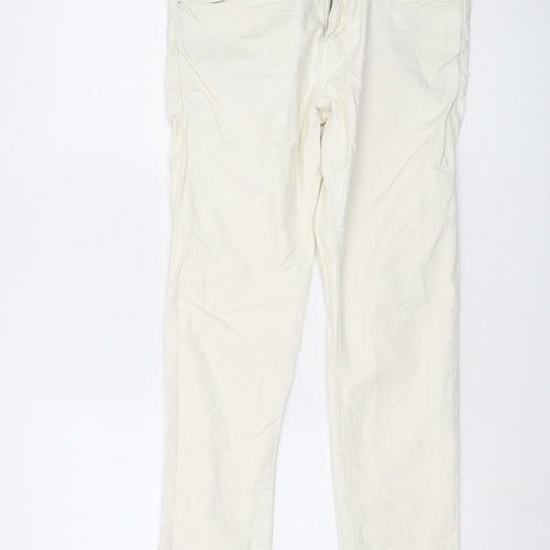 Superdry Womens Ivory Cotton Straight Jeans Size 30 in L32 in Regular Button