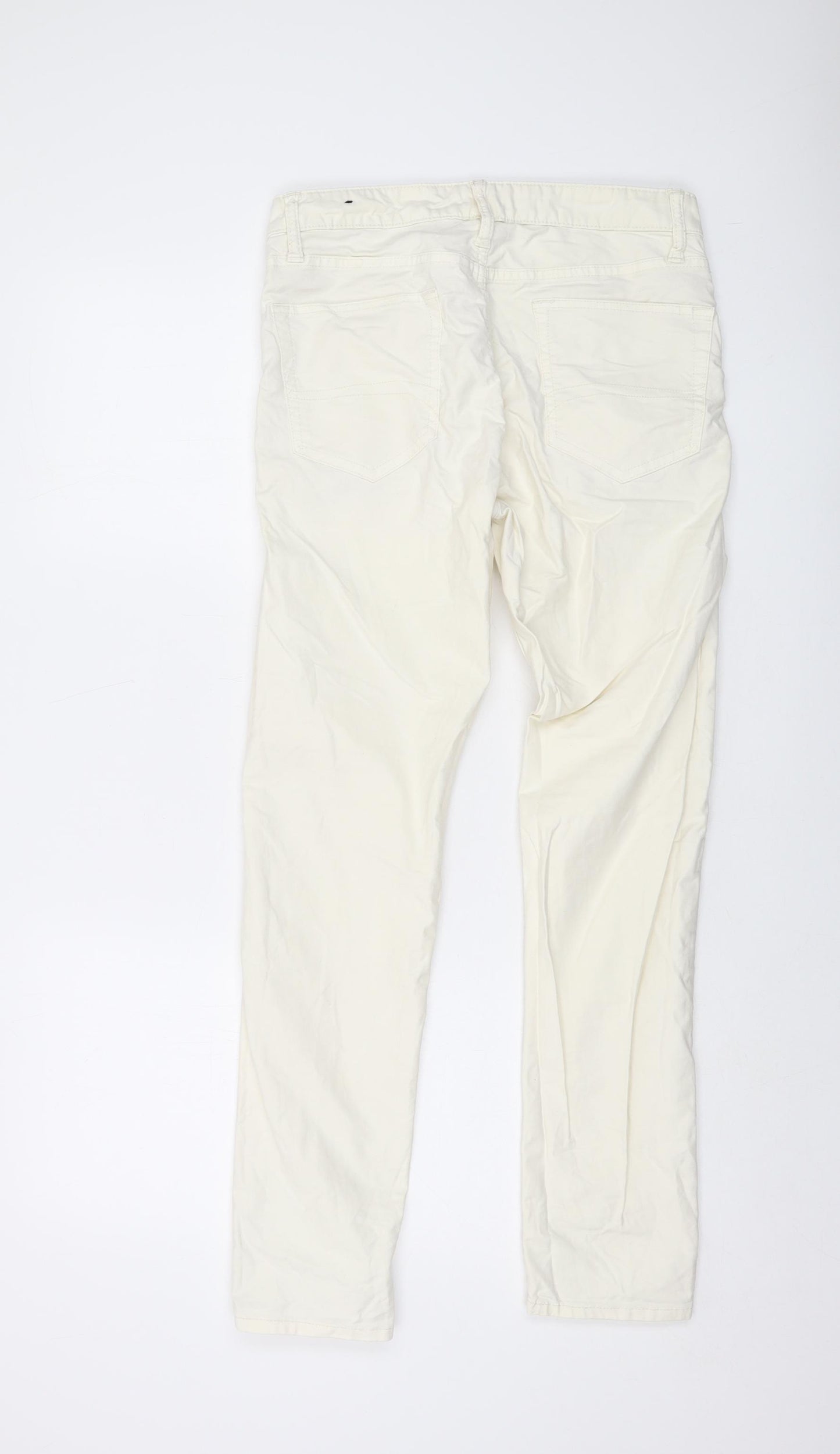 Superdry Womens Ivory Cotton Straight Jeans Size 30 in L32 in Regular Button