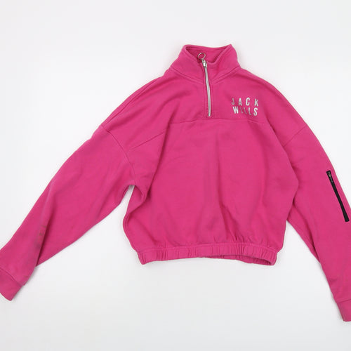 Jack Wills Girls Pink Cotton Pullover Sweatshirt Size 10-11 Years Zip