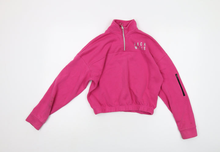 Jack Wills Girls Pink Cotton Pullover Sweatshirt Size 10-11 Years Zip