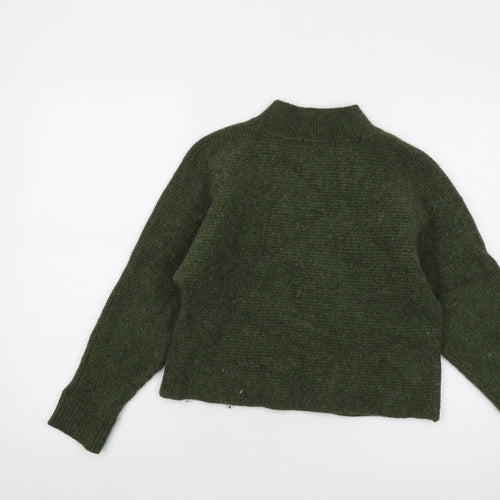 White Stuff Womens Green Mock Neck Wool Pullover Jumper Size 10