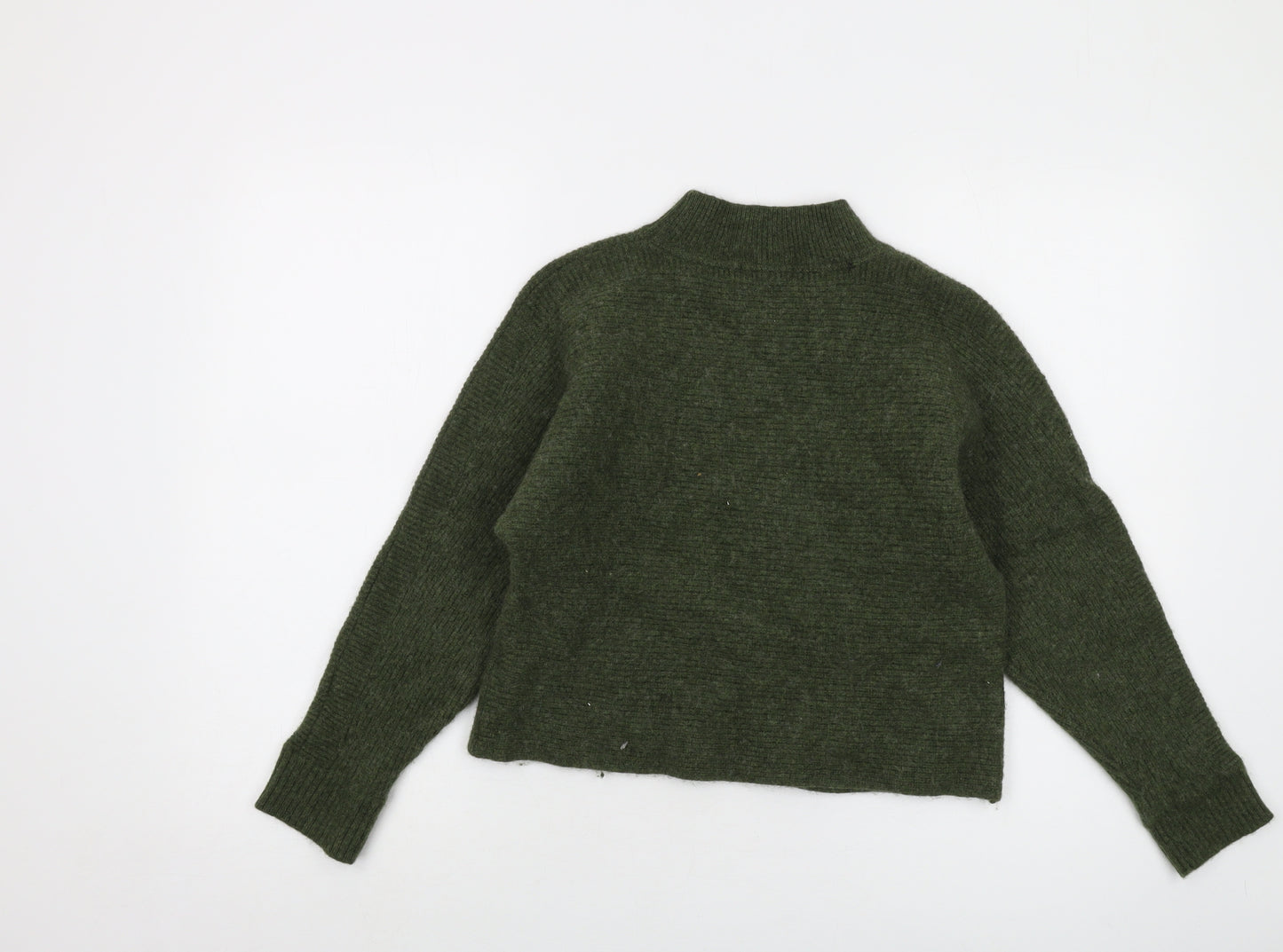 White Stuff Womens Green Mock Neck Wool Pullover Jumper Size 10