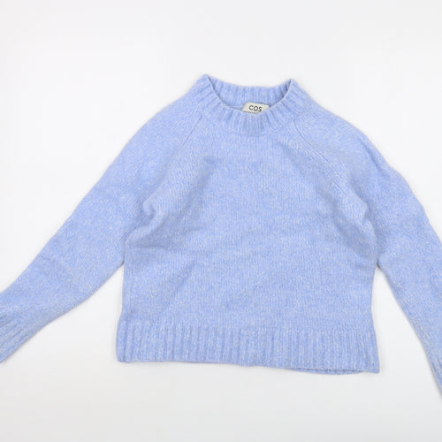 COS Womens Blue Mock Neck Alpaca Pullover Jumper Size S