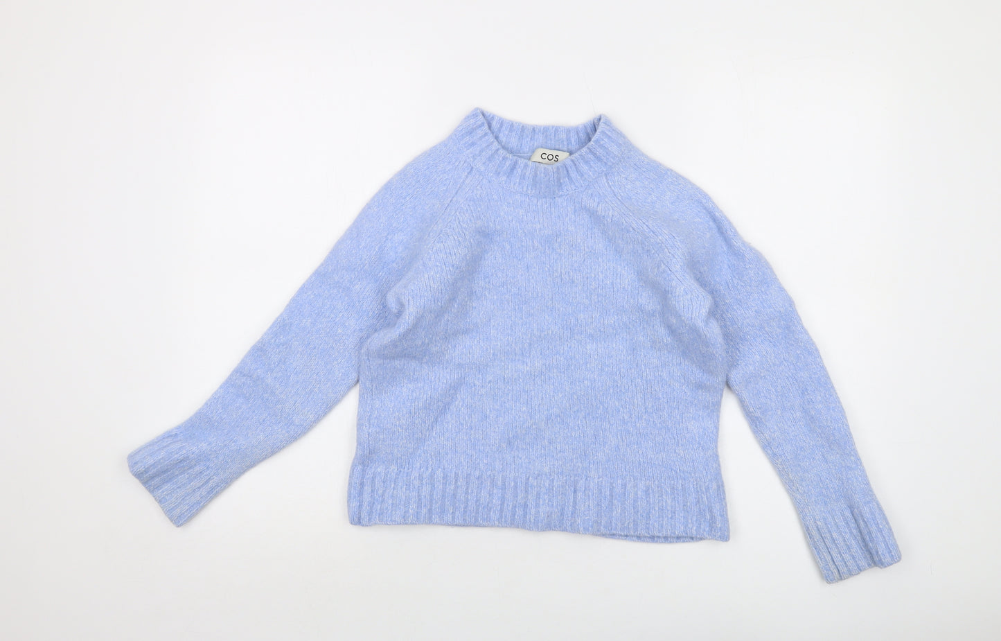 COS Womens Blue Mock Neck Alpaca Pullover Jumper Size S