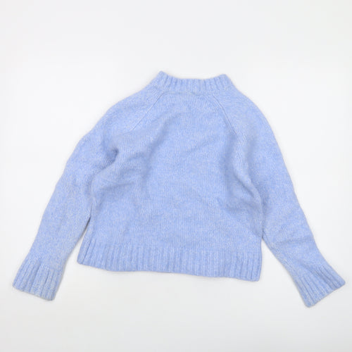 COS Womens Blue Mock Neck Alpaca Pullover Jumper Size S