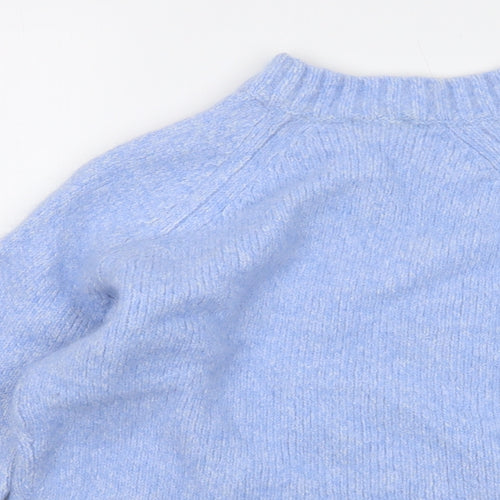 COS Womens Blue Mock Neck Alpaca Pullover Jumper Size S