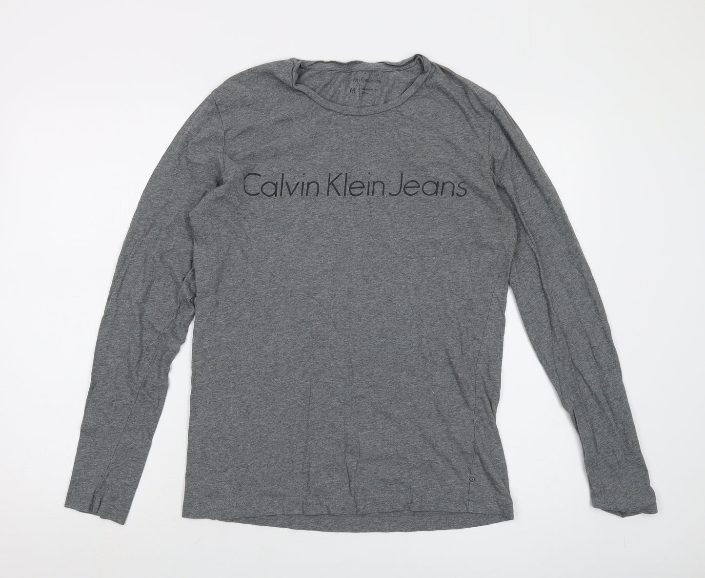 Calvin Klein Mens Grey Cotton T-Shirt Size M Crew Neck