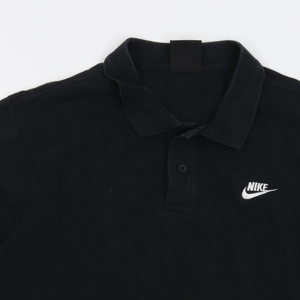 Nike Mens Black Cotton Polo Size XL Collared Button