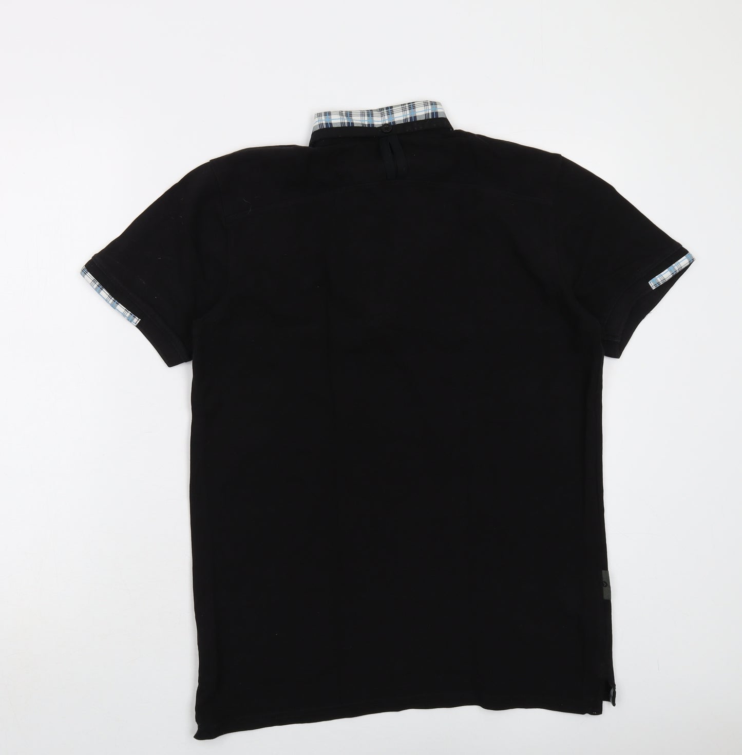 Voi Jeans Mens Black Cotton Polo Size S Collared Button