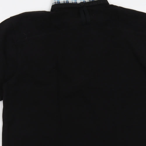 Voi Jeans Mens Black Cotton Polo Size S Collared Button