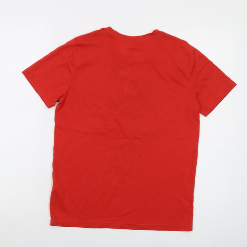 Abercrombie & Fitch Boys Red Cotton Basic T-Shirt Size 13-14 Years Crew Neck Pullover