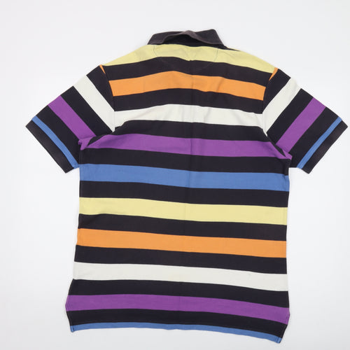 Charles Tyrwhitt Mens Multicoloured Striped Cotton Polo Size L Collared Button