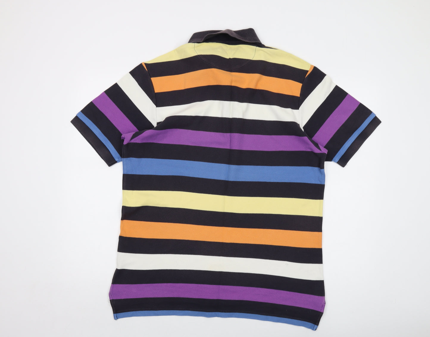 Charles Tyrwhitt Mens Multicoloured Striped Cotton Polo Size L Collared Button