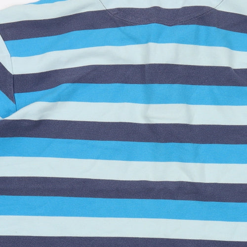 Charles Tyrwhitt Mens Blue Striped Cotton Polo Size L Collared Button